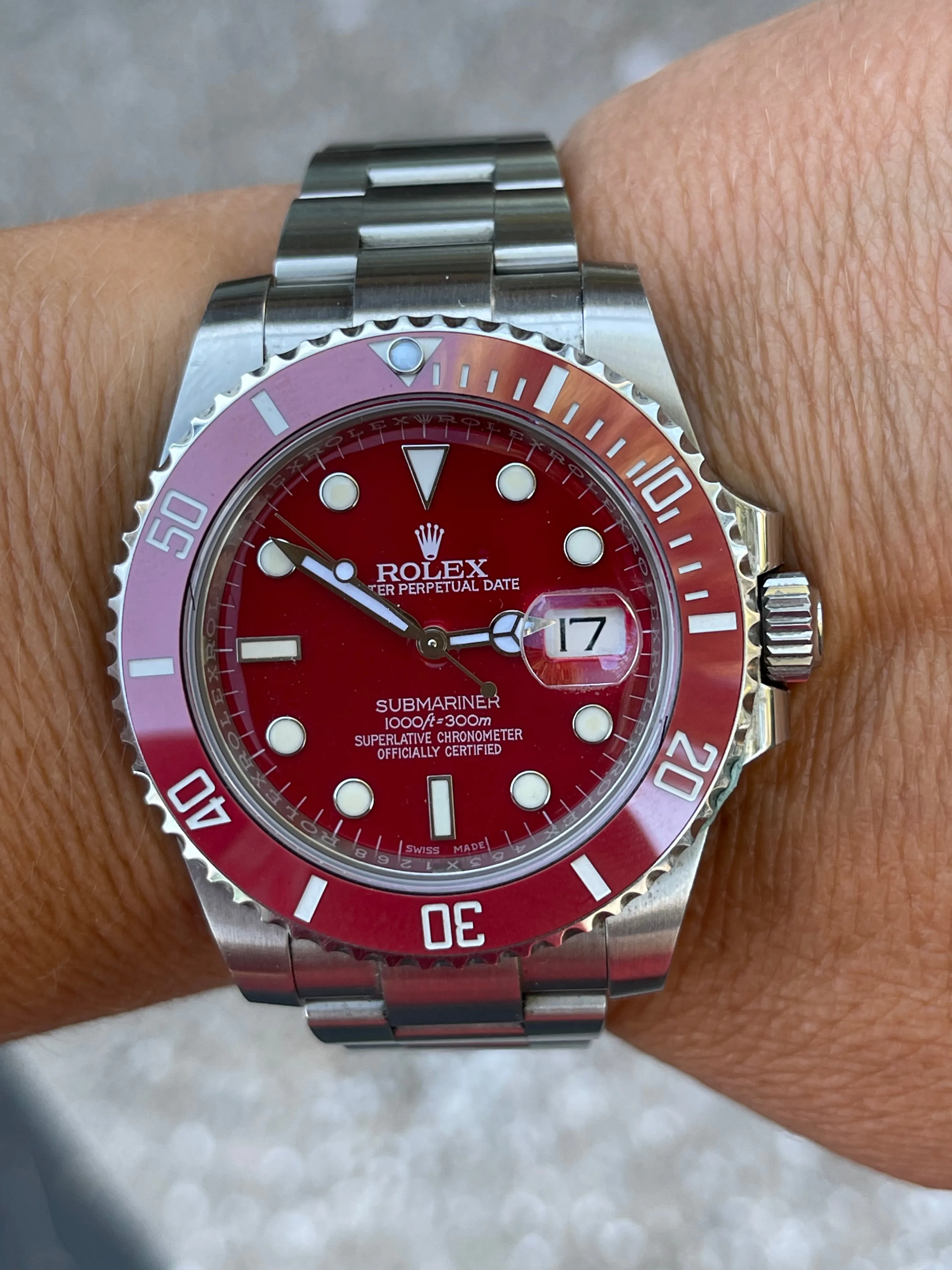 Rolex Subamriner 40mm Men's Stainless Steel 116610. Custom Iron Man Red Bezel Insert and Red Dial