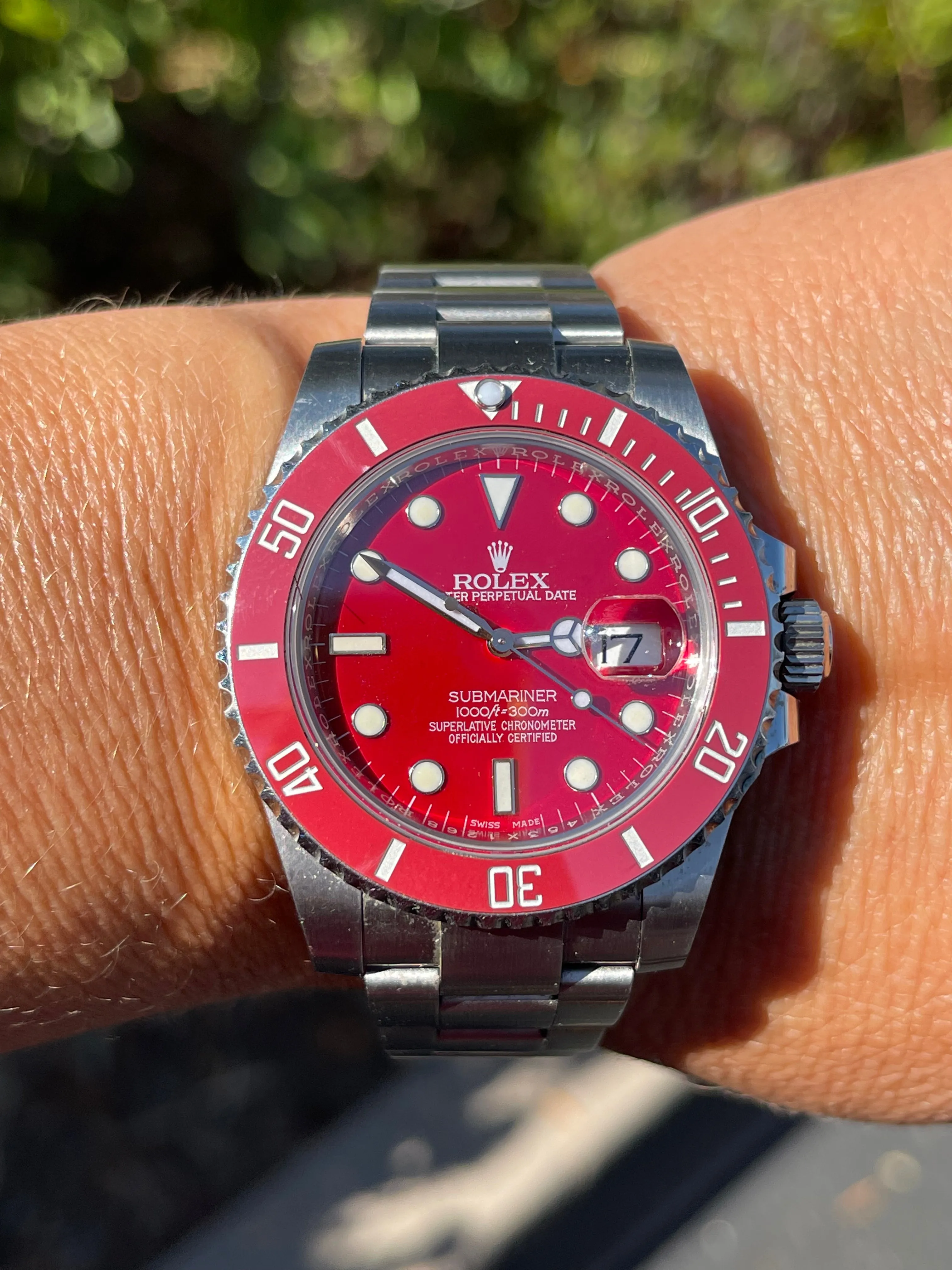 Rolex Subamriner 40mm Men's Stainless Steel 116610. Custom Iron Man Red Bezel Insert and Red Dial