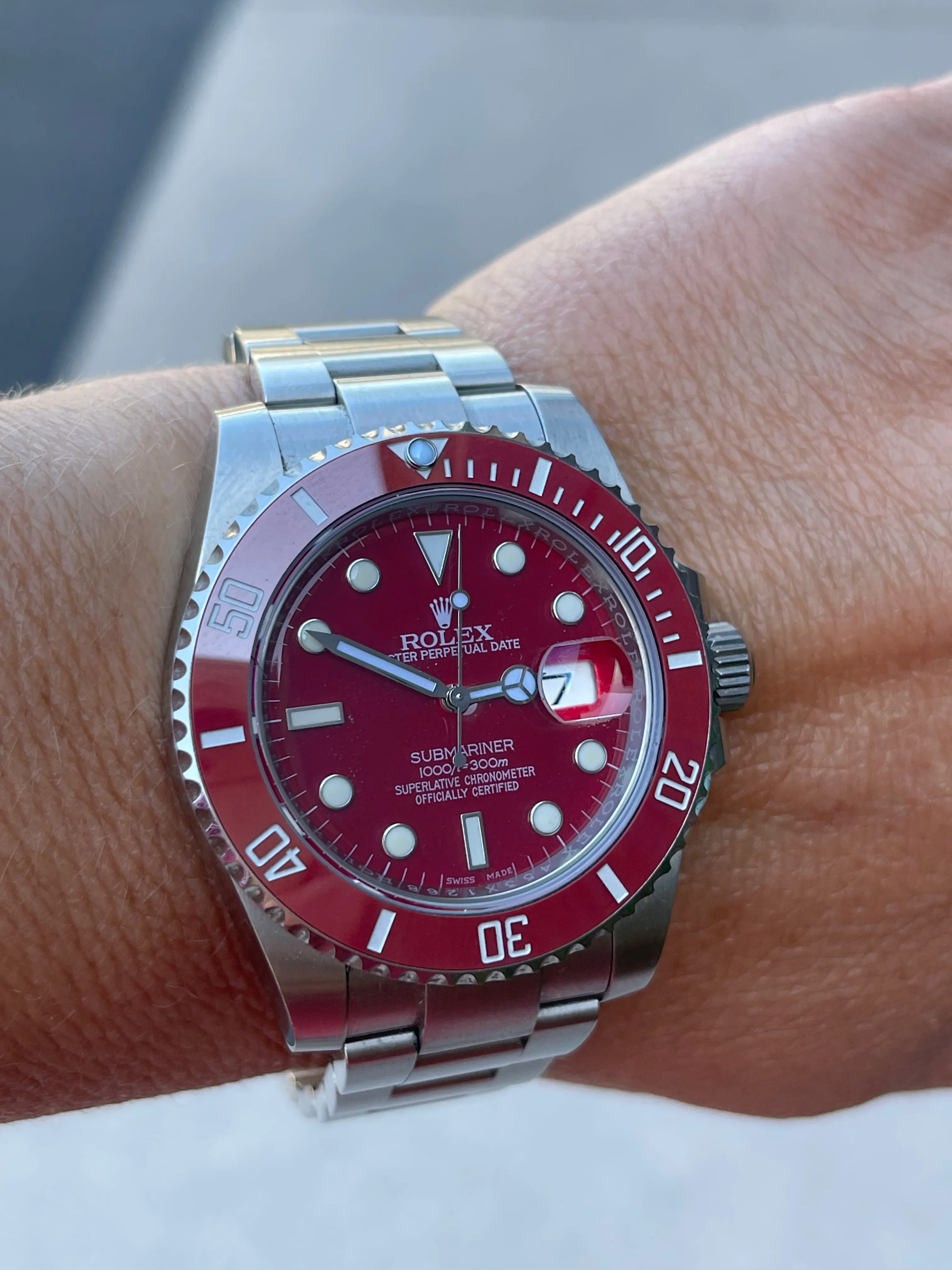 Rolex Subamriner 40mm Men's Stainless Steel 116610. Custom Iron Man Red Bezel Insert and Red Dial