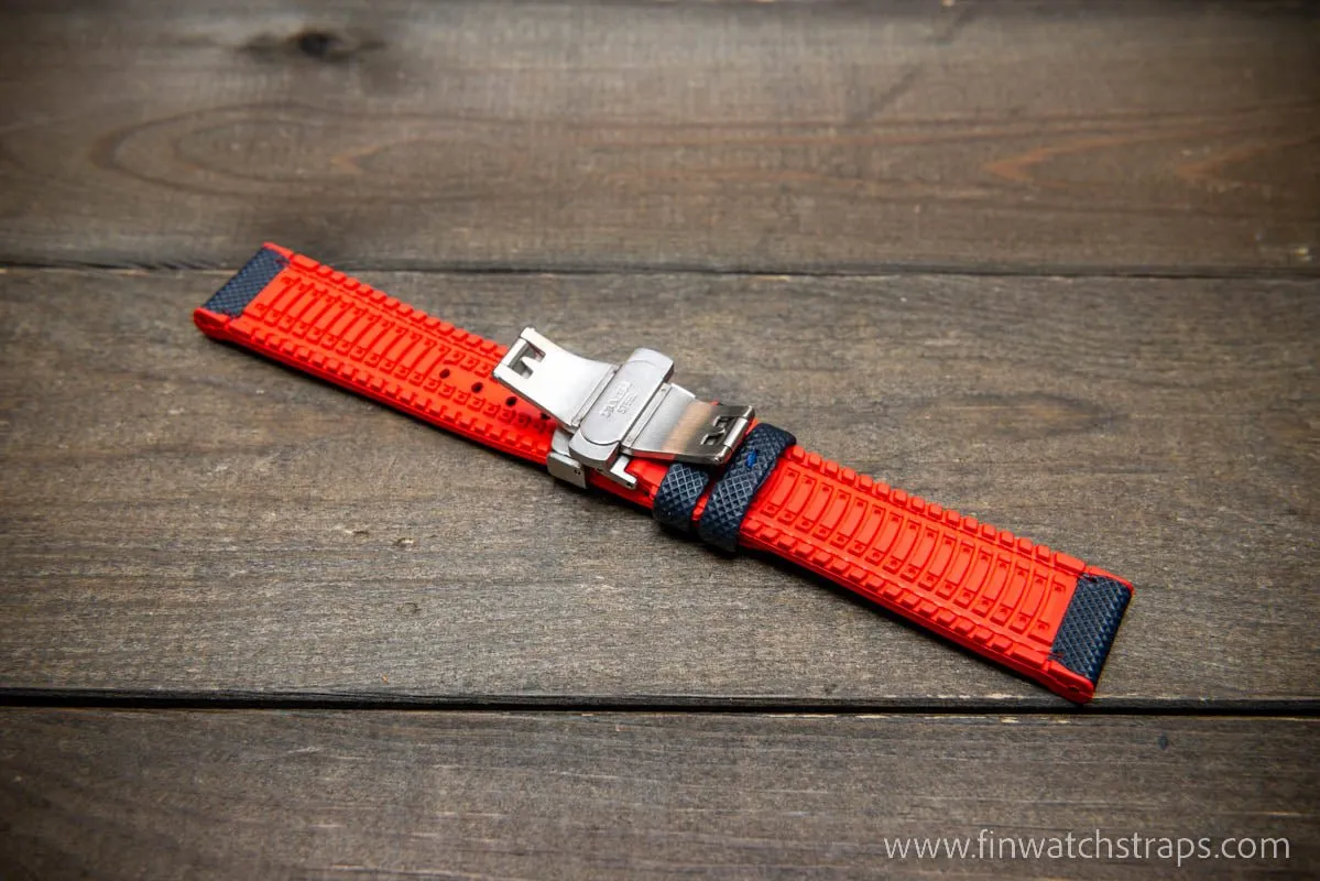 Sailcloth waterproof hybrid fluororubber (FKM) watch strap, premium quality, for sports, divers watches, width: 20, 22 mm.