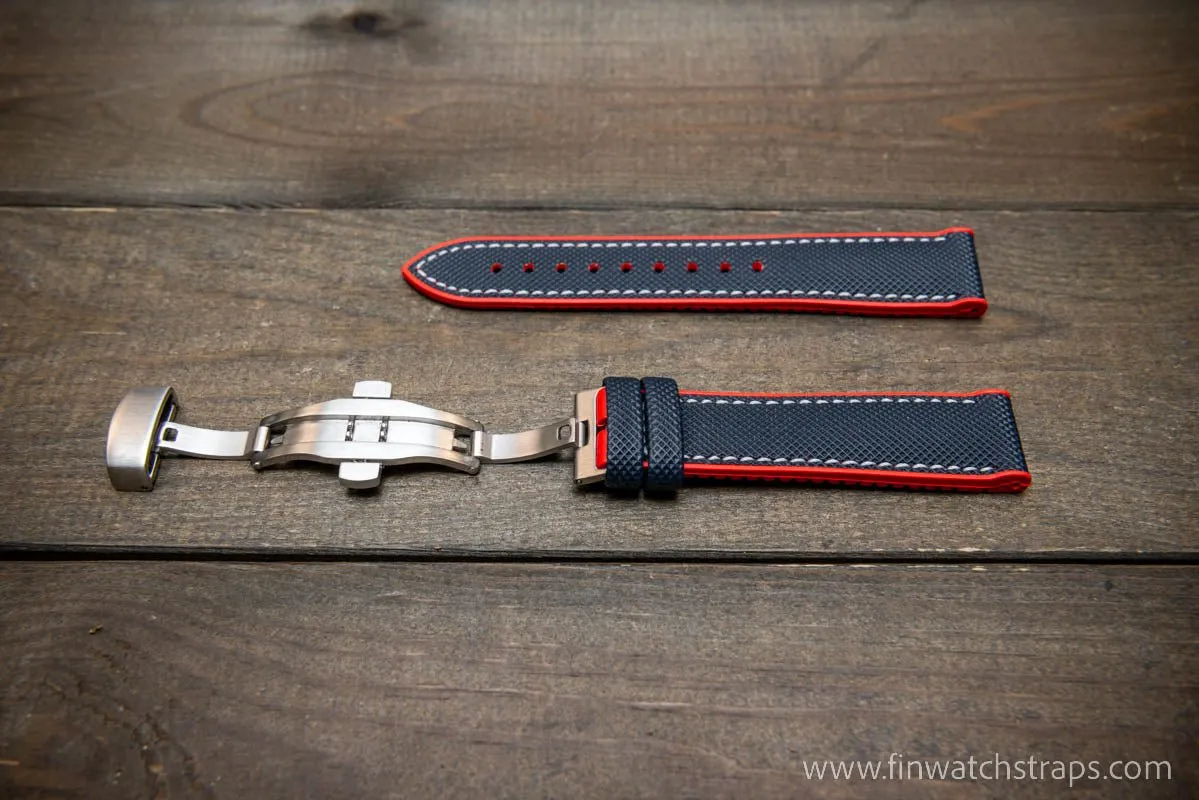 Sailcloth waterproof hybrid fluororubber (FKM) watch strap, premium quality, for sports, divers watches, width: 20, 22 mm.