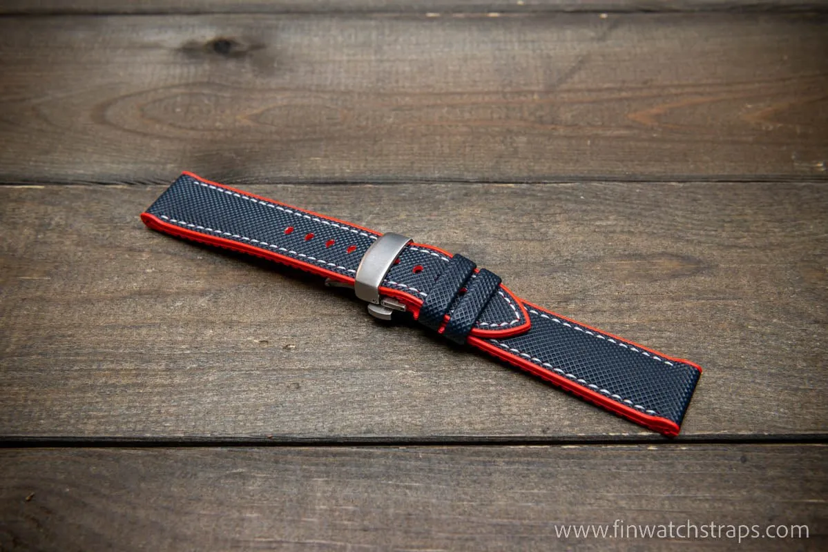Sailcloth waterproof hybrid fluororubber (FKM) watch strap, premium quality, for sports, divers watches, width: 20, 22 mm.