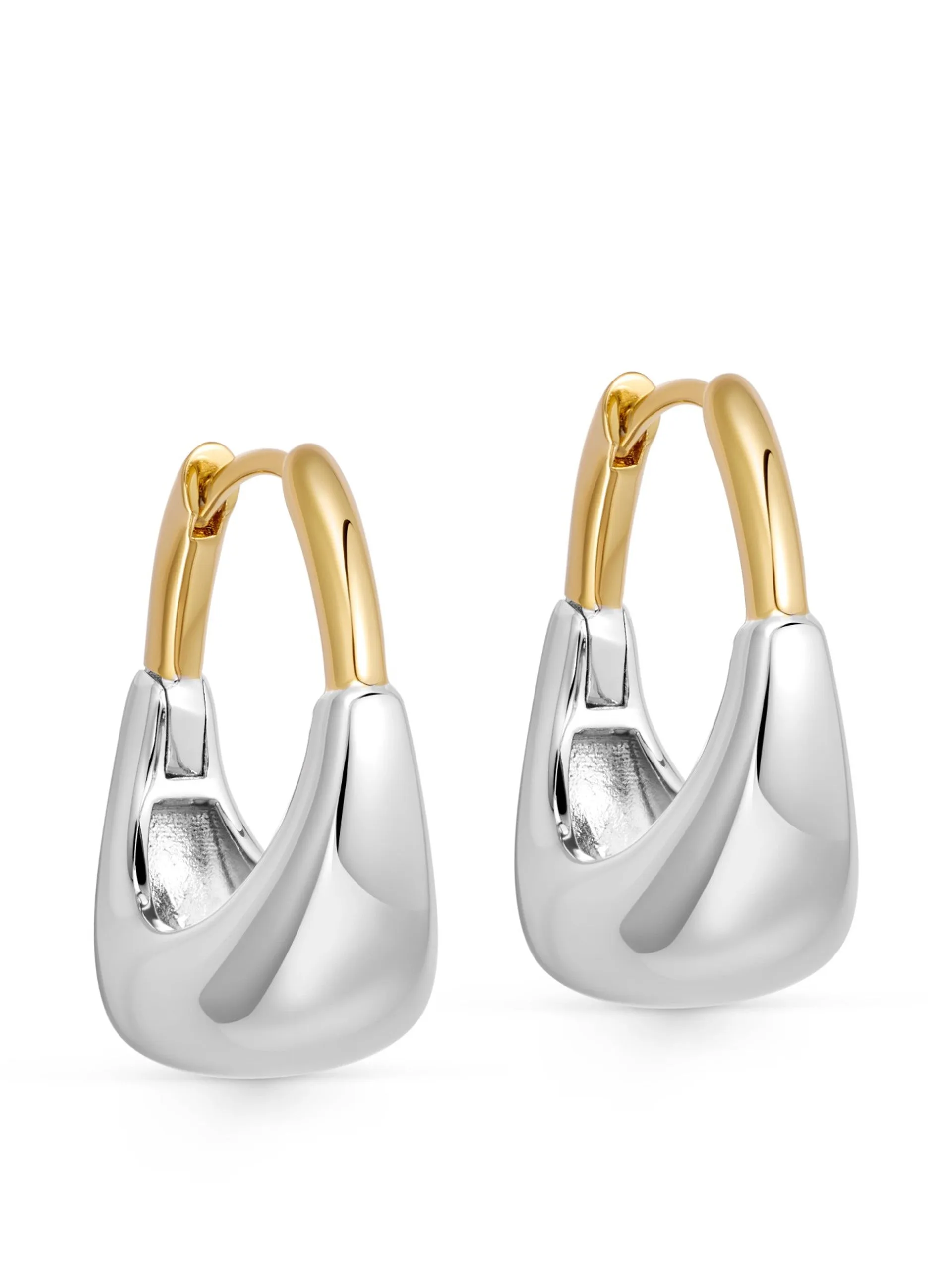 Silver and gold chunky aurora u-hoop earrings