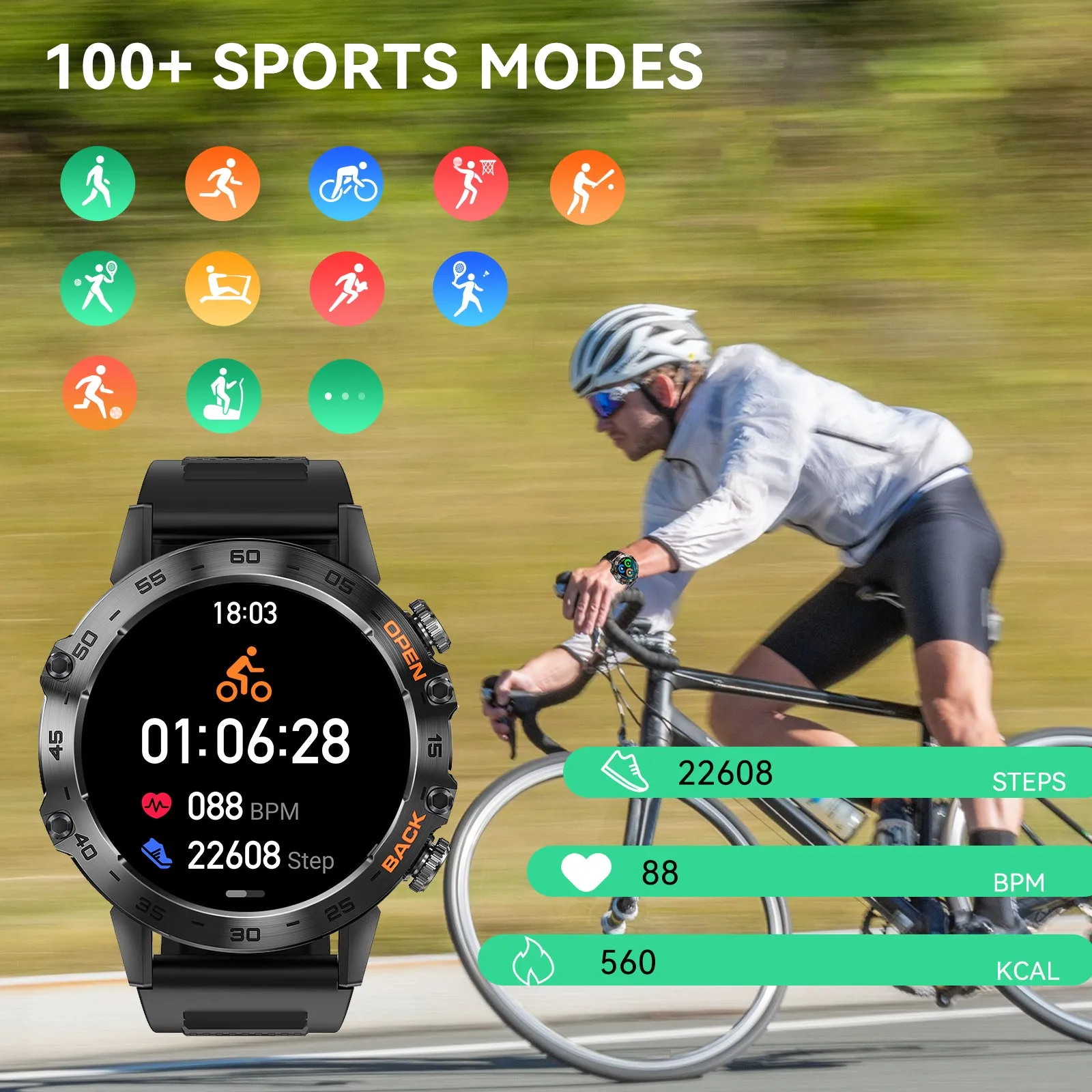 Smart Watch for Men Answer/Make Calls 1.39" Smartwatch Voice Assistant Notification Fitness Watch Fitness Tracker Pedometer Watch with Heart Rate Monitor Sleep Tracker 100  Training Modes for Android iOS