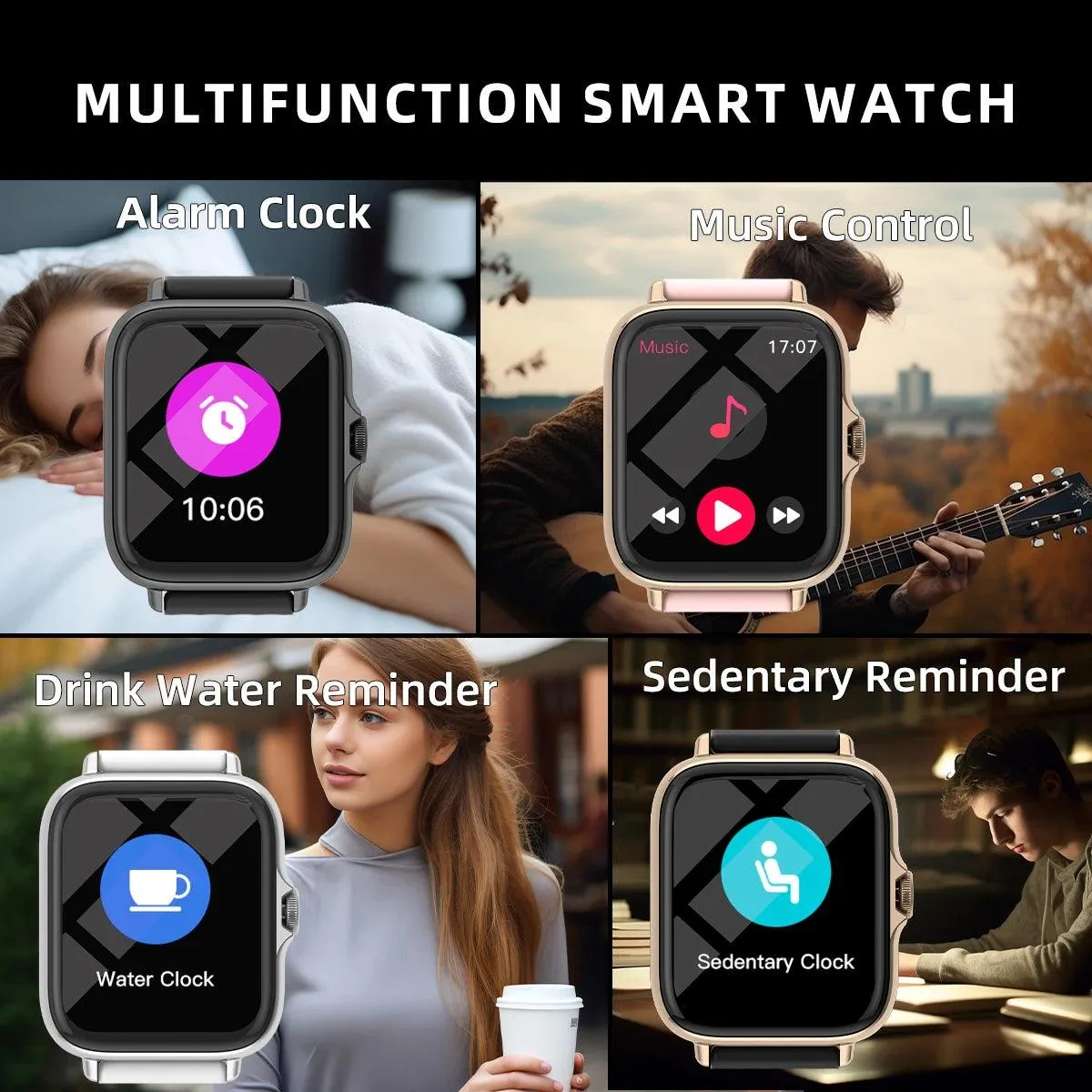 Smart Watch for Men, Women, 1.83" Touch Screen Fitness Tracker, IP68 Waterproof Smartwatch, Call & Message Reminder for Android iPhone
