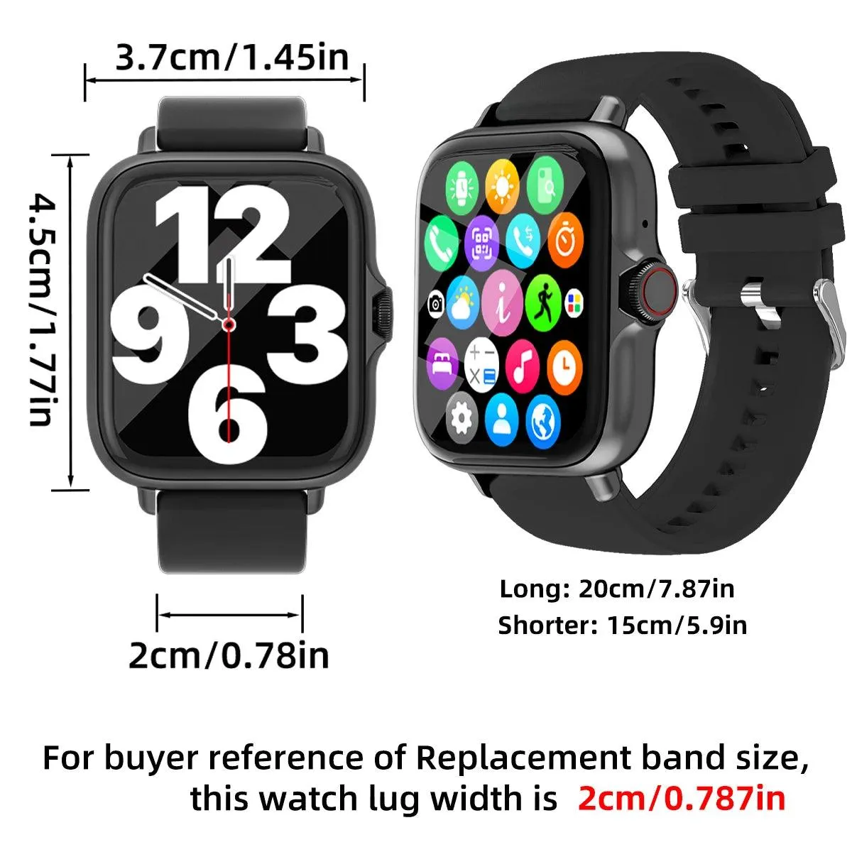 Smart Watch for Men, Women, 1.83" Touch Screen Fitness Tracker, IP68 Waterproof Smartwatch, Call & Message Reminder for Android iPhone