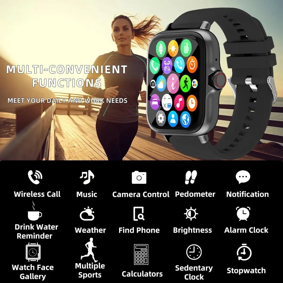 Smart Watch for Men, Women, 1.83" Touch Screen Fitness Tracker, IP68 Waterproof Smartwatch, Call & Message Reminder for Android iPhone