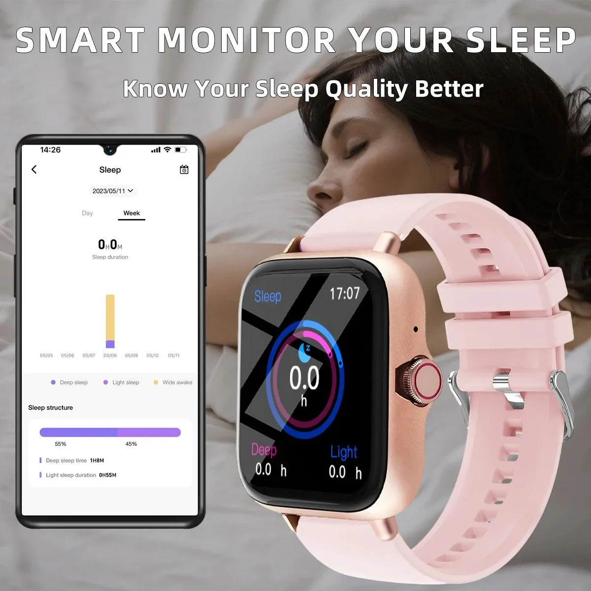 Smart Watch for Men, Women, 1.83" Touch Screen Fitness Tracker, IP68 Waterproof Smartwatch, Call & Message Reminder for Android iPhone