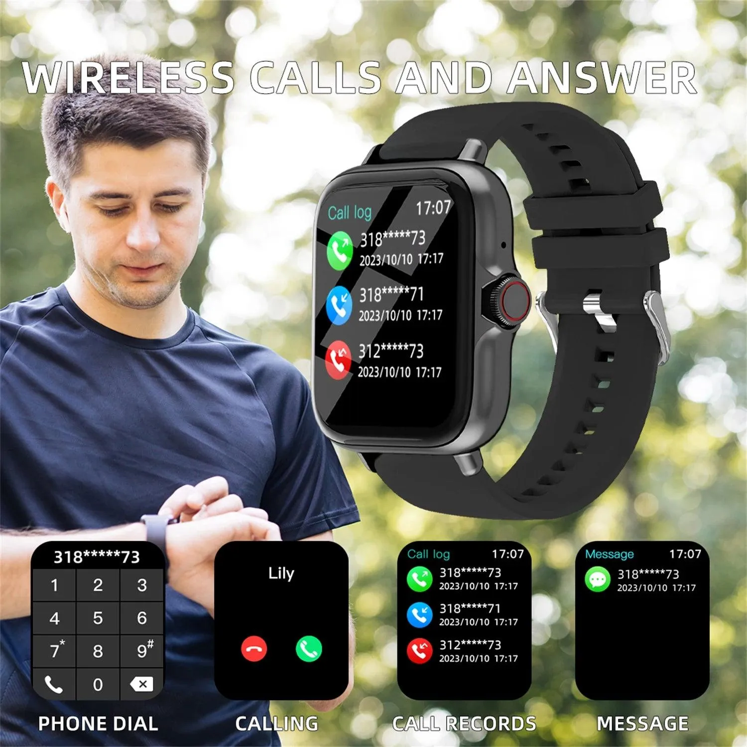 Smart Watch for Men, Women, 1.83" Touch Screen Fitness Tracker, IP68 Waterproof Smartwatch, Call & Message Reminder for Android iPhone