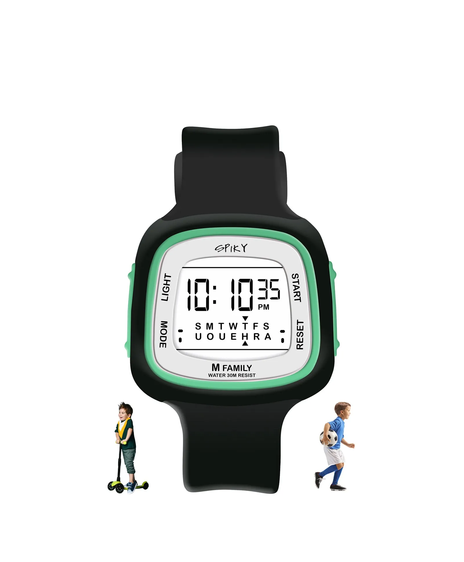 Spiky Unique Square Digital Watch for Kids - Green