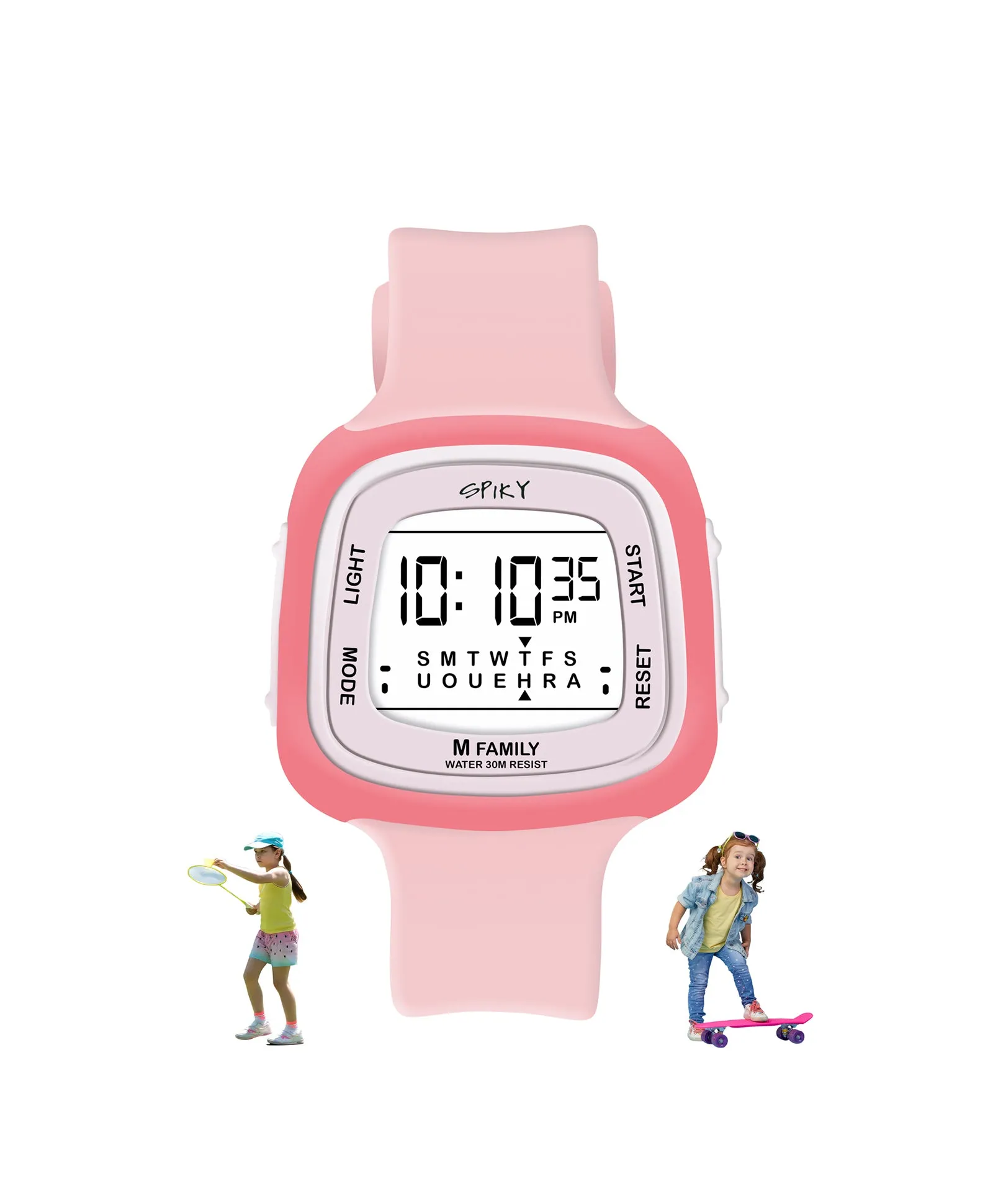 Spiky Unique Square Digital Watch for Kids - Green