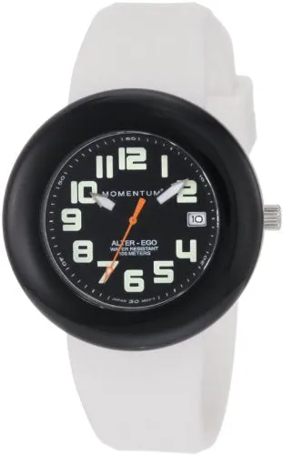 St. Moritz New Momentum M1 Women's Alter Ego Dive Watch & Underwater Timer for Scuba Divers with Black Face, Yellow Ring & Soft White Silicone Rubber Band (Includes 1 Extra Black Top Ring)