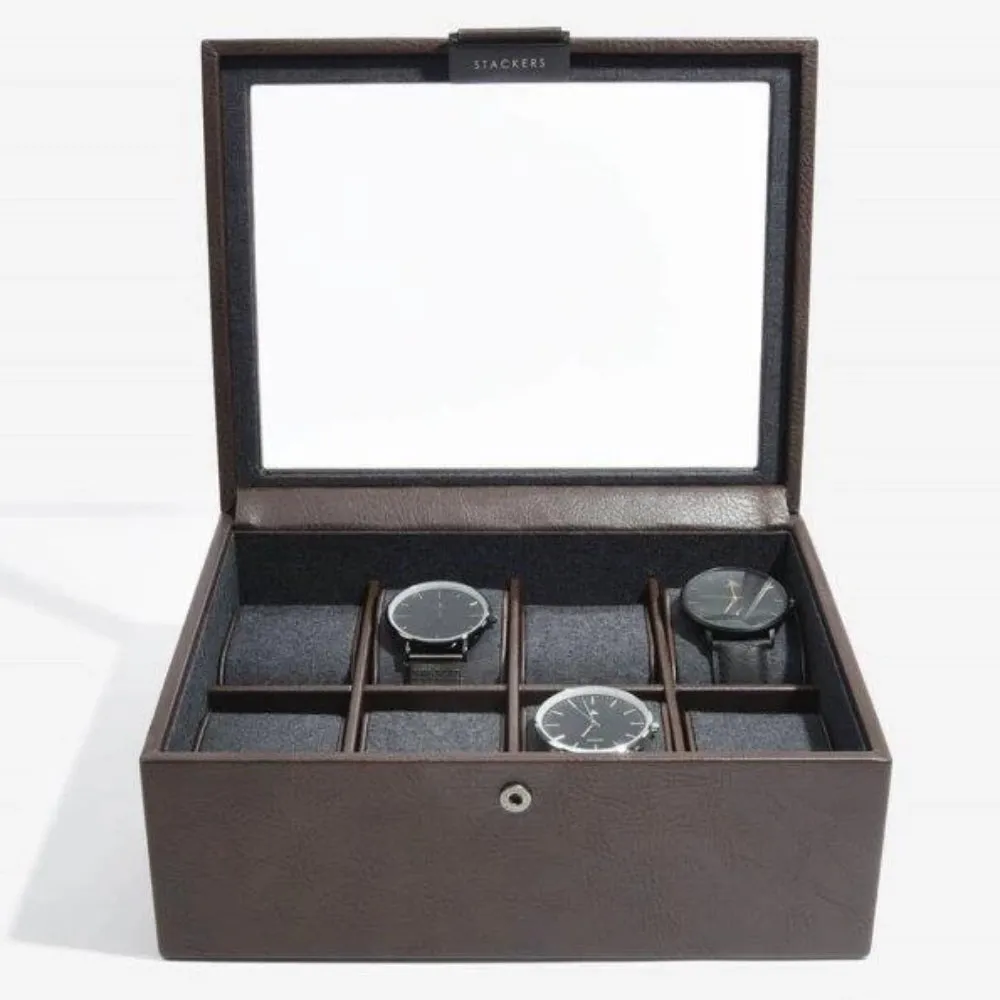 Stackers Brown 8 Piece Watch Box 75400 Vegan Leather