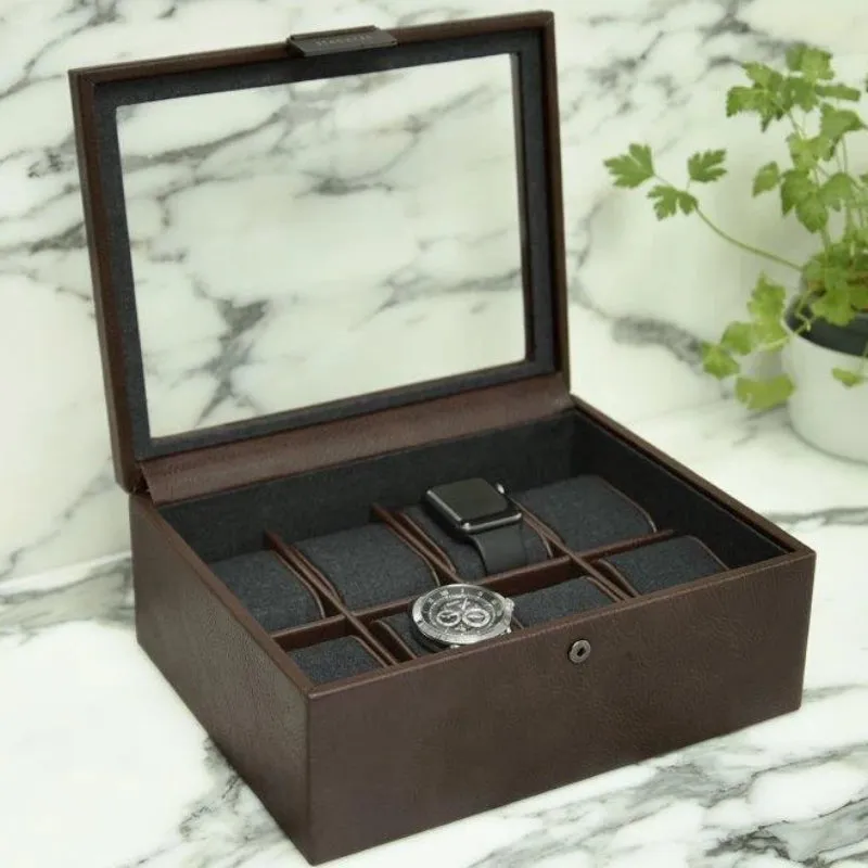Stackers Brown 8 Piece Watch Box 75400 Vegan Leather