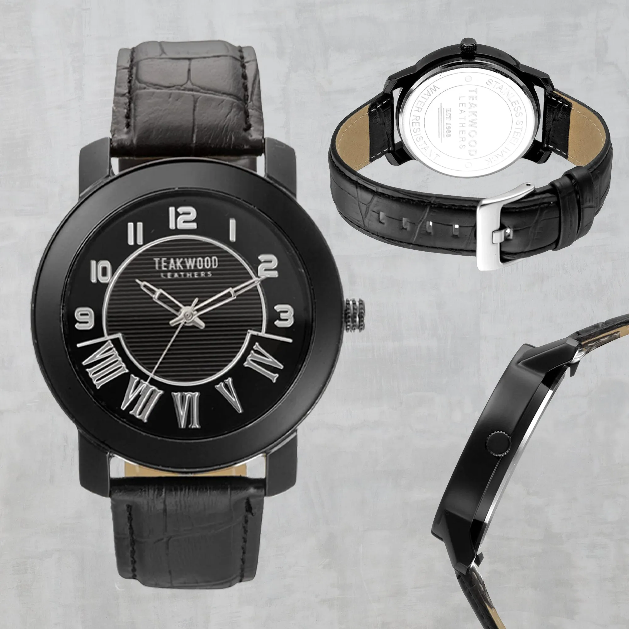 Teakwood Leather Black Men's Analog Watch