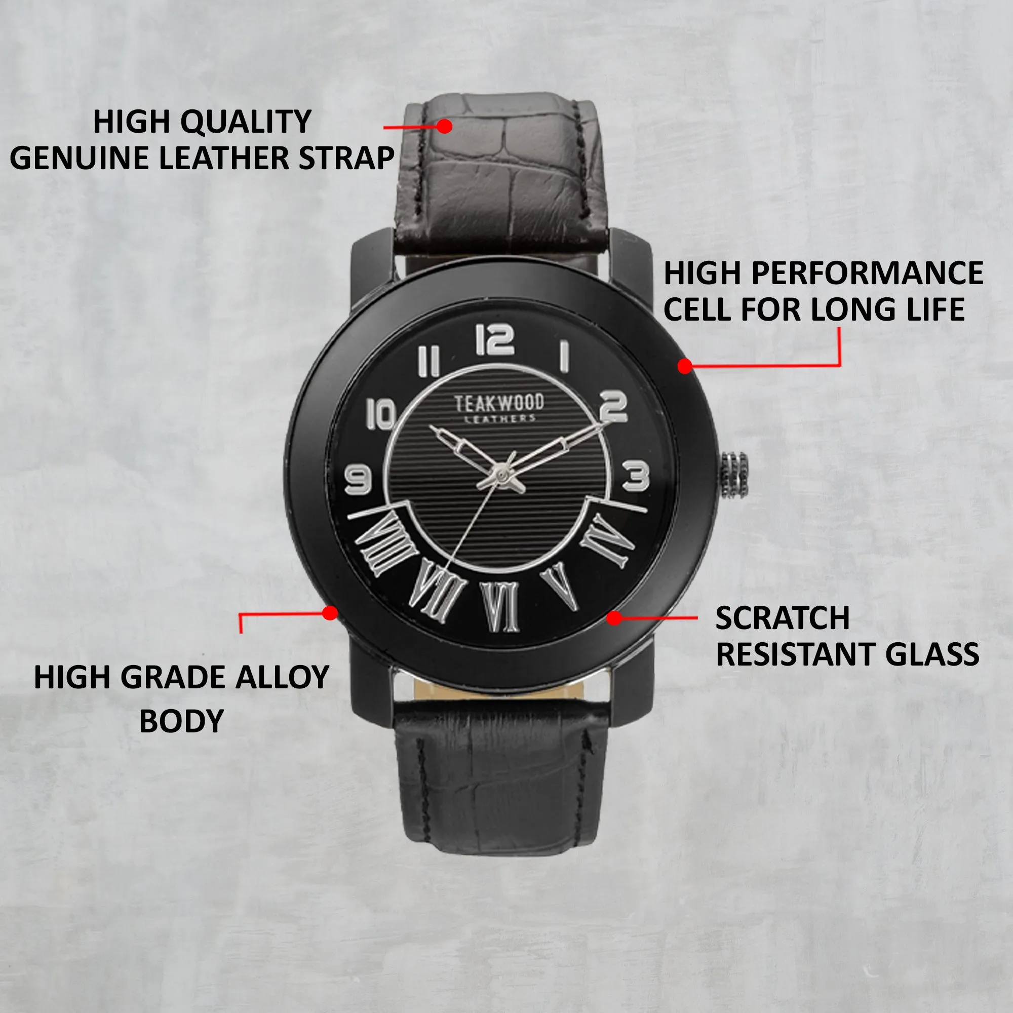 Teakwood Leather Black Men's Analog Watch