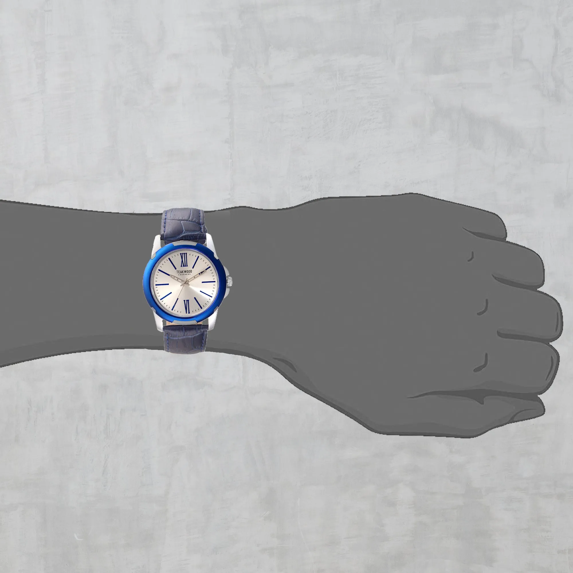 Teakwood leather Blue Men Analog Watch