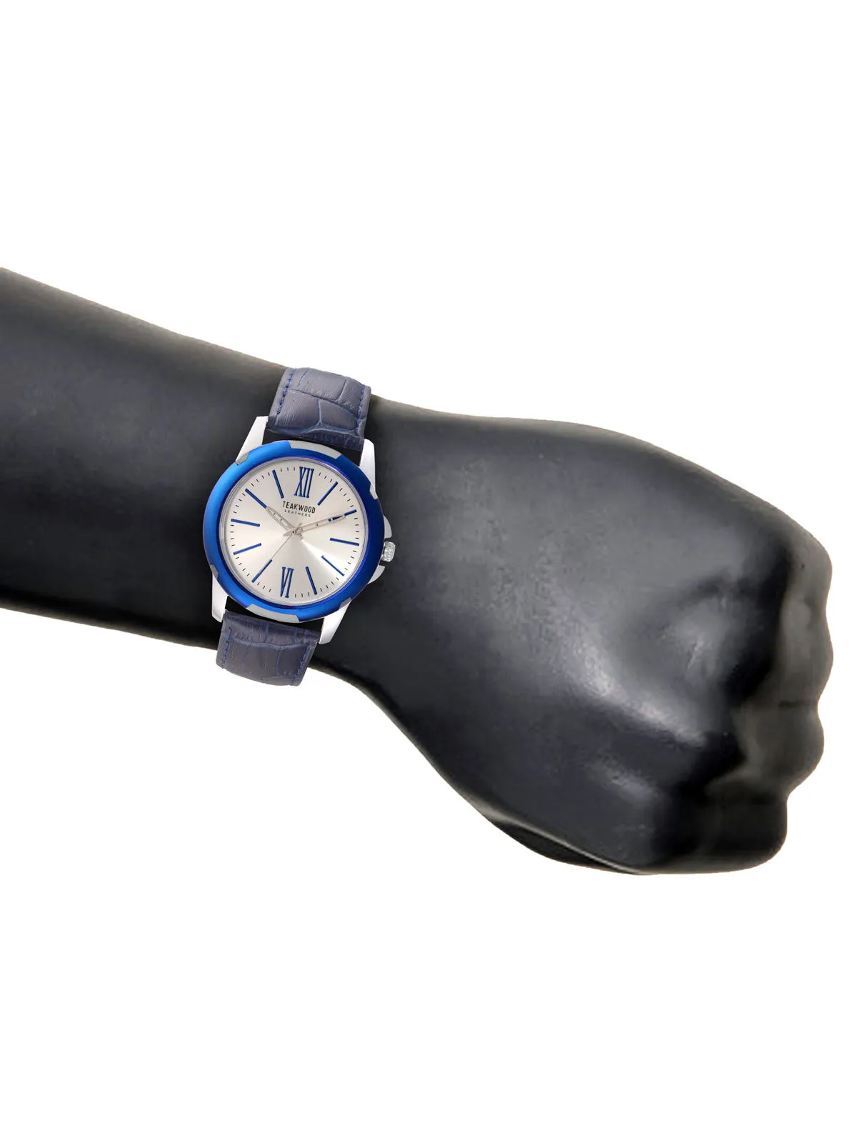 Teakwood leather Blue Men Analog Watch
