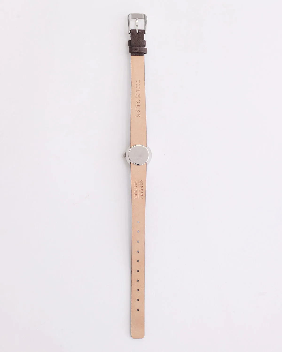 The Dot Watch: Polished Silver / White Dial / Coffee Leather
