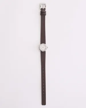 The Dot Watch: Polished Silver / White Dial / Coffee Leather