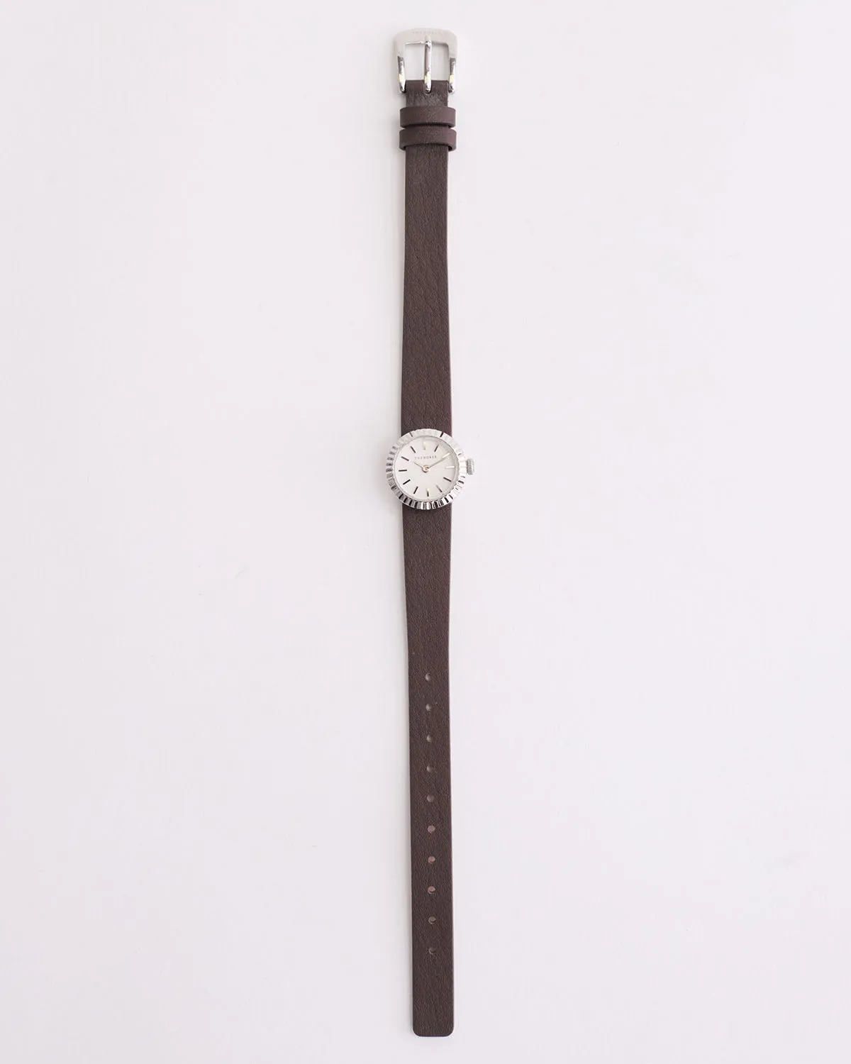 The Dot Watch: Polished Silver / White Dial / Coffee Leather