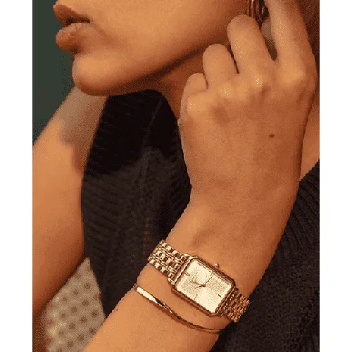 The Octagon White Sunray Steel Gold  23 x 29mm