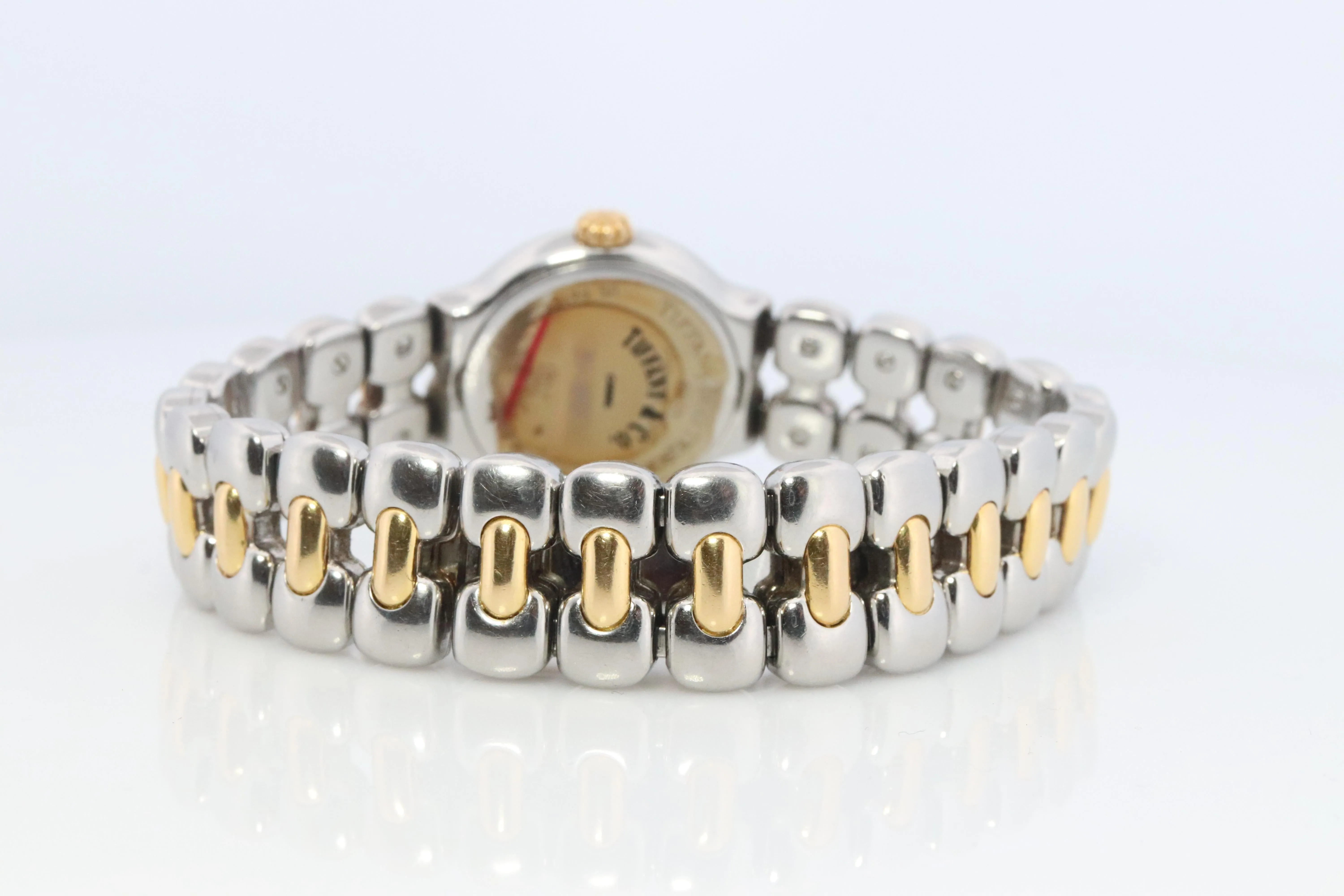 Tiffany and Co Diamond Watch. 18k Tiffany Tesoro Stainless Steel Ladies 25mm.