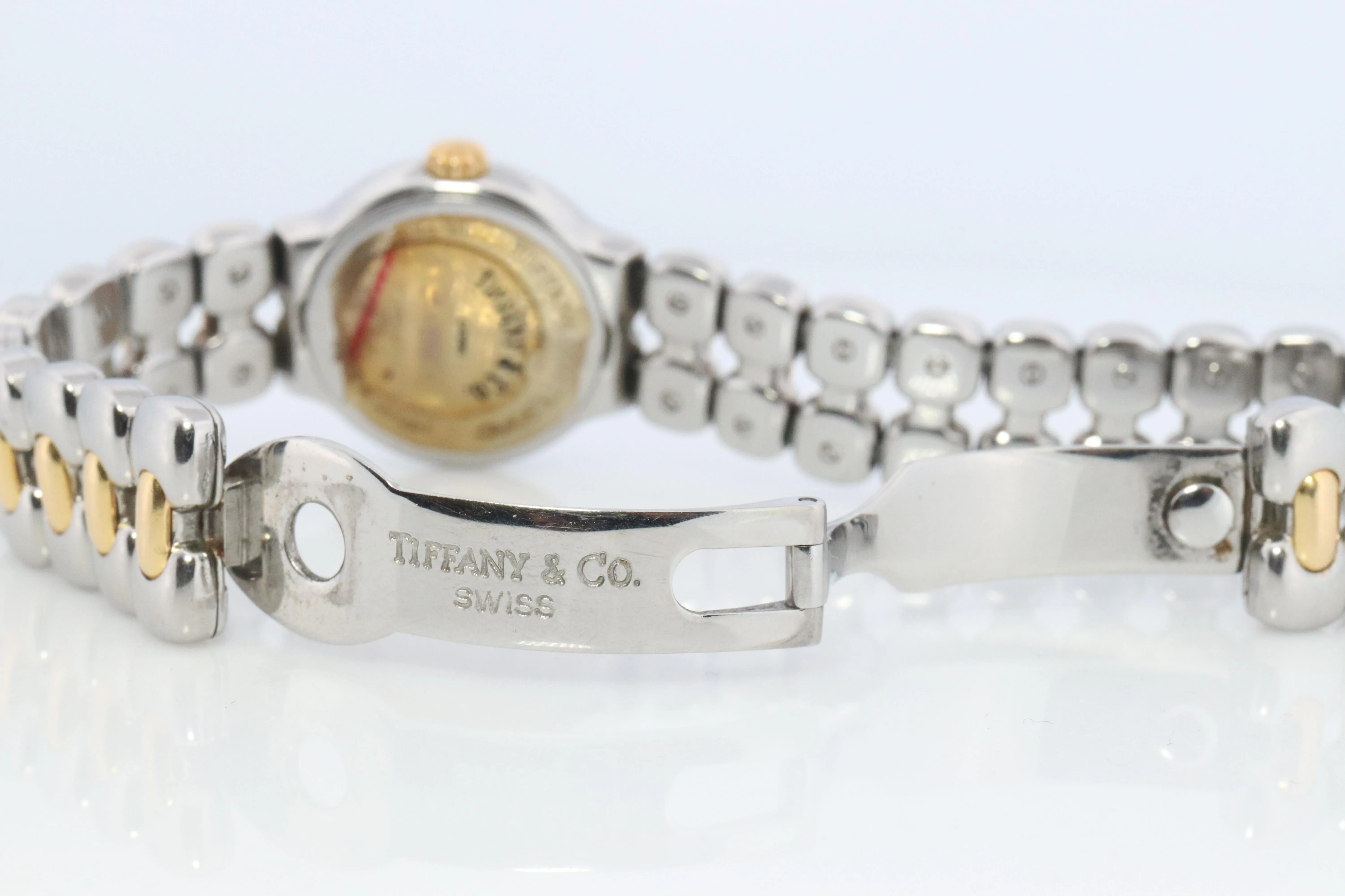Tiffany and Co Diamond Watch. 18k Tiffany Tesoro Stainless Steel Ladies 25mm.