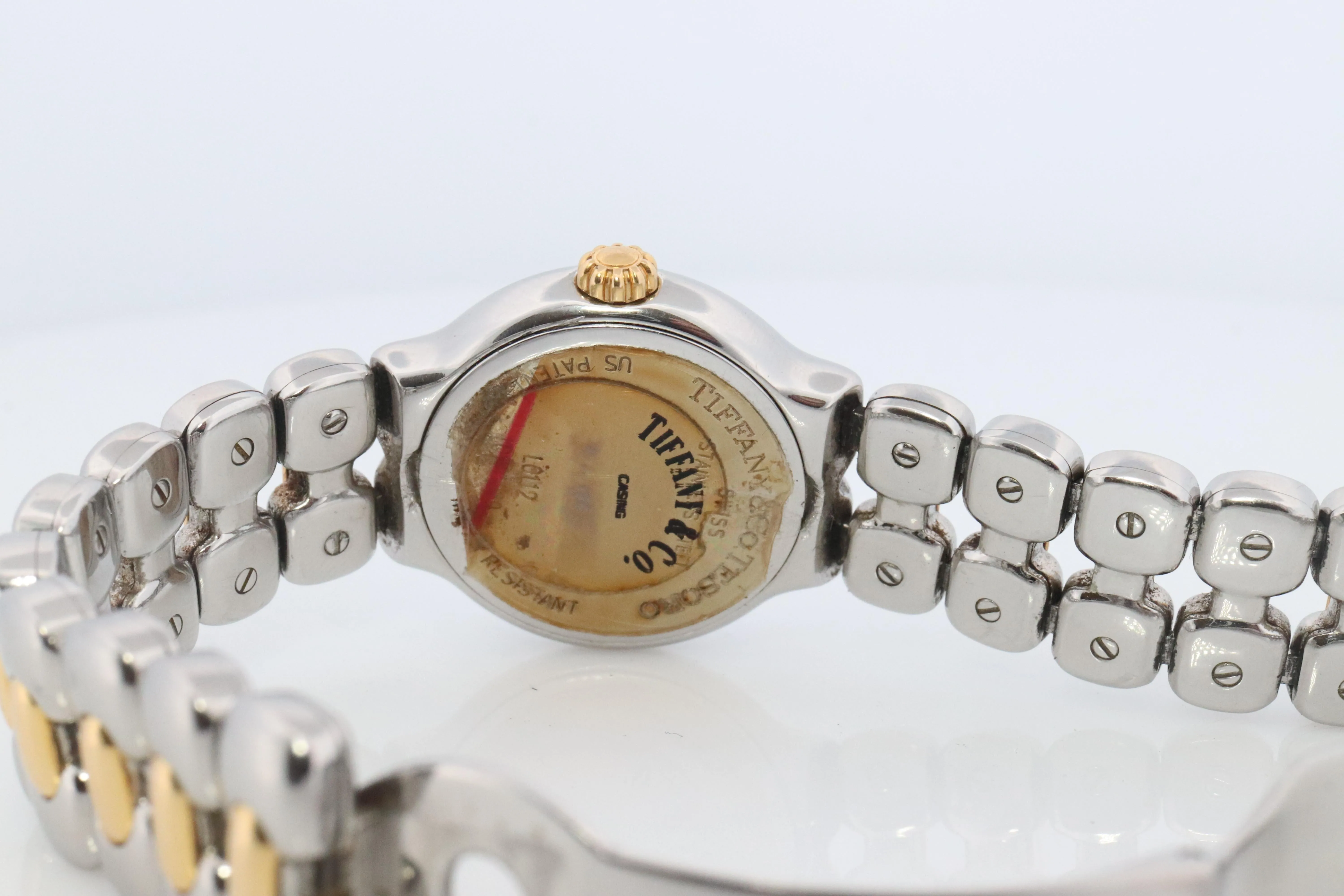 Tiffany and Co Diamond Watch. 18k Tiffany Tesoro Stainless Steel Ladies 25mm.