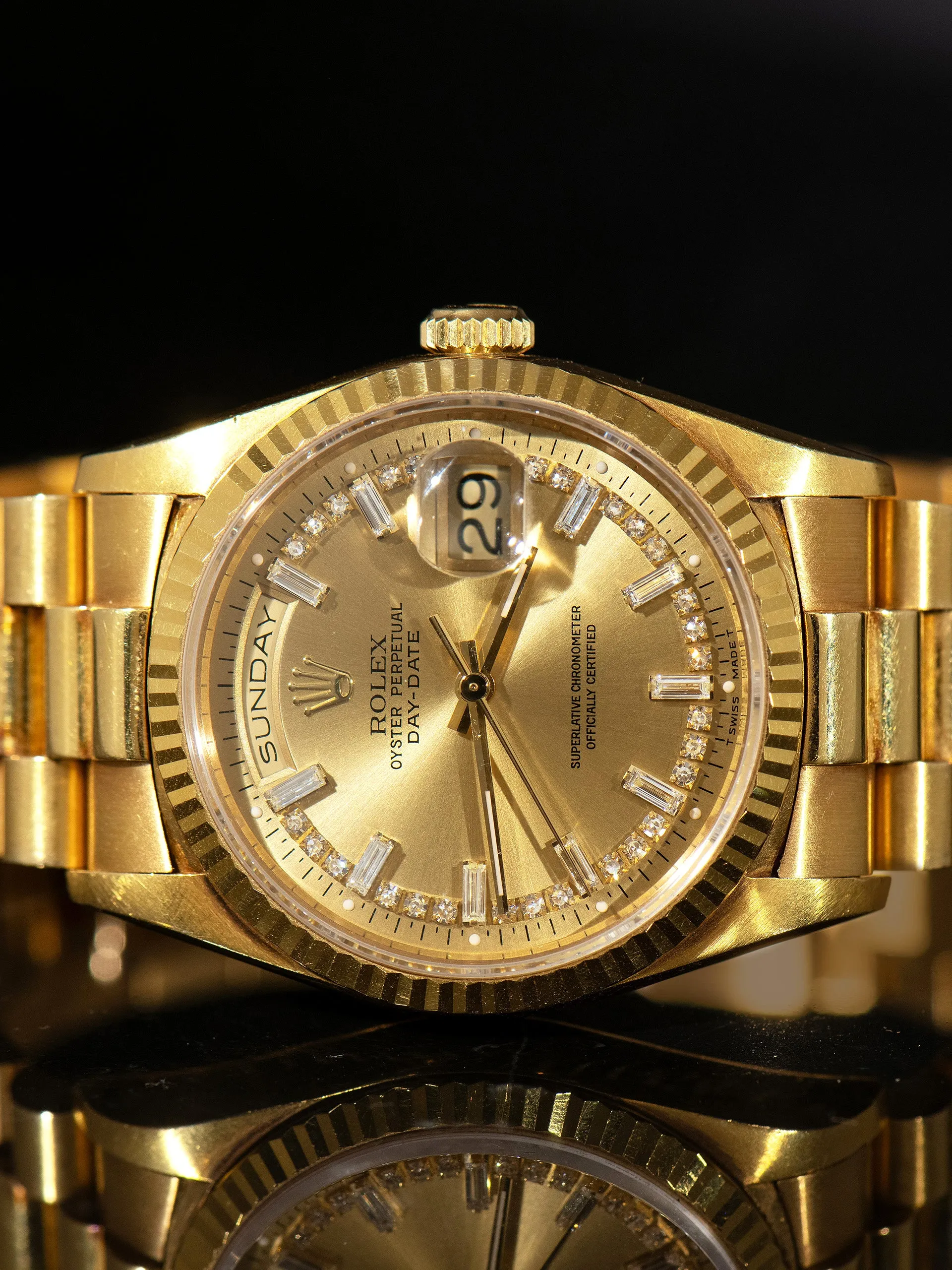 *Unpolished* 1994 Rolex Day-Date 18K YG (Ref. 18238) Diamond Baguette String Dial