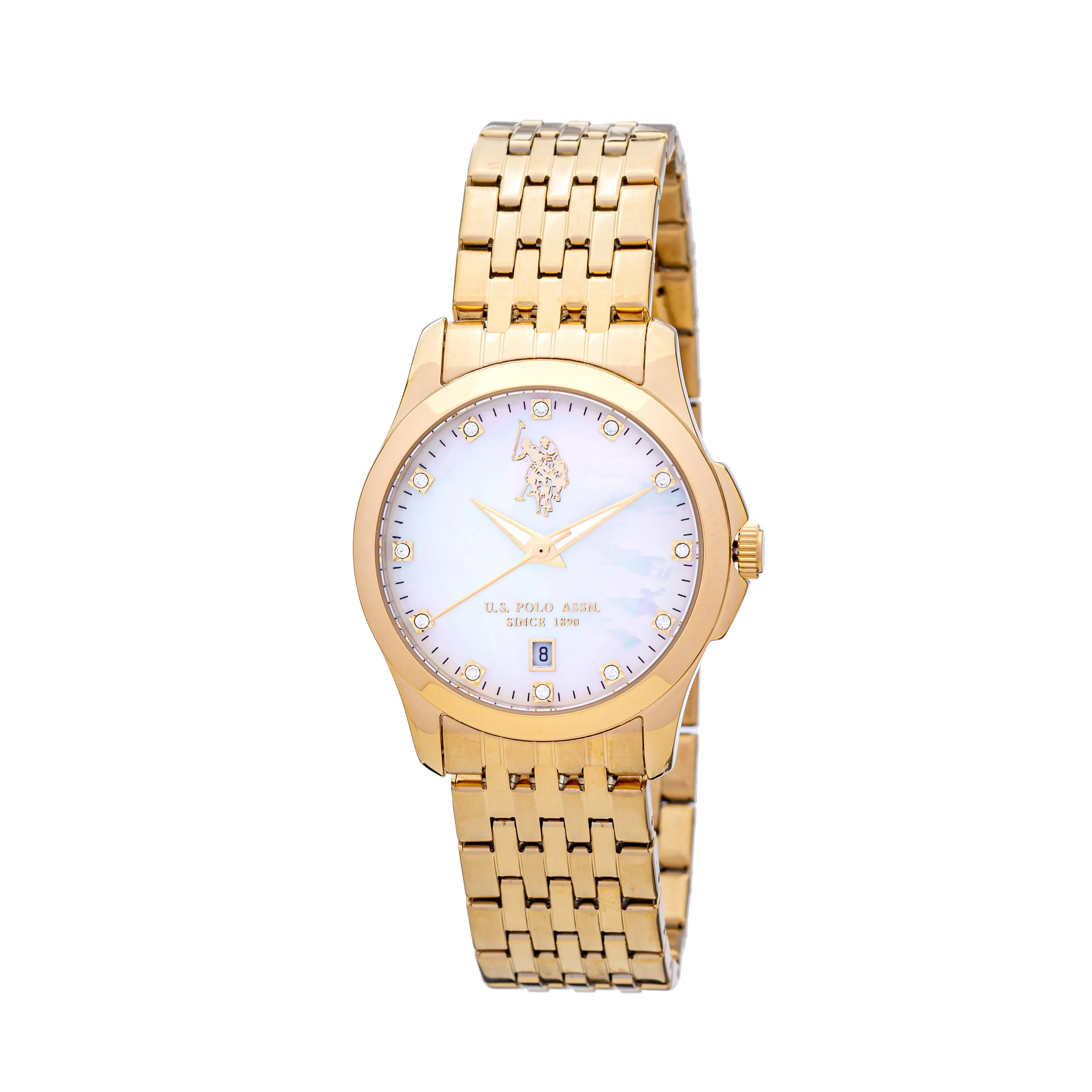 US POLO WOMEN'S STAINLESS STEEL BAND WITH ROSE GOLD PLATING & S.S. BUCKLE