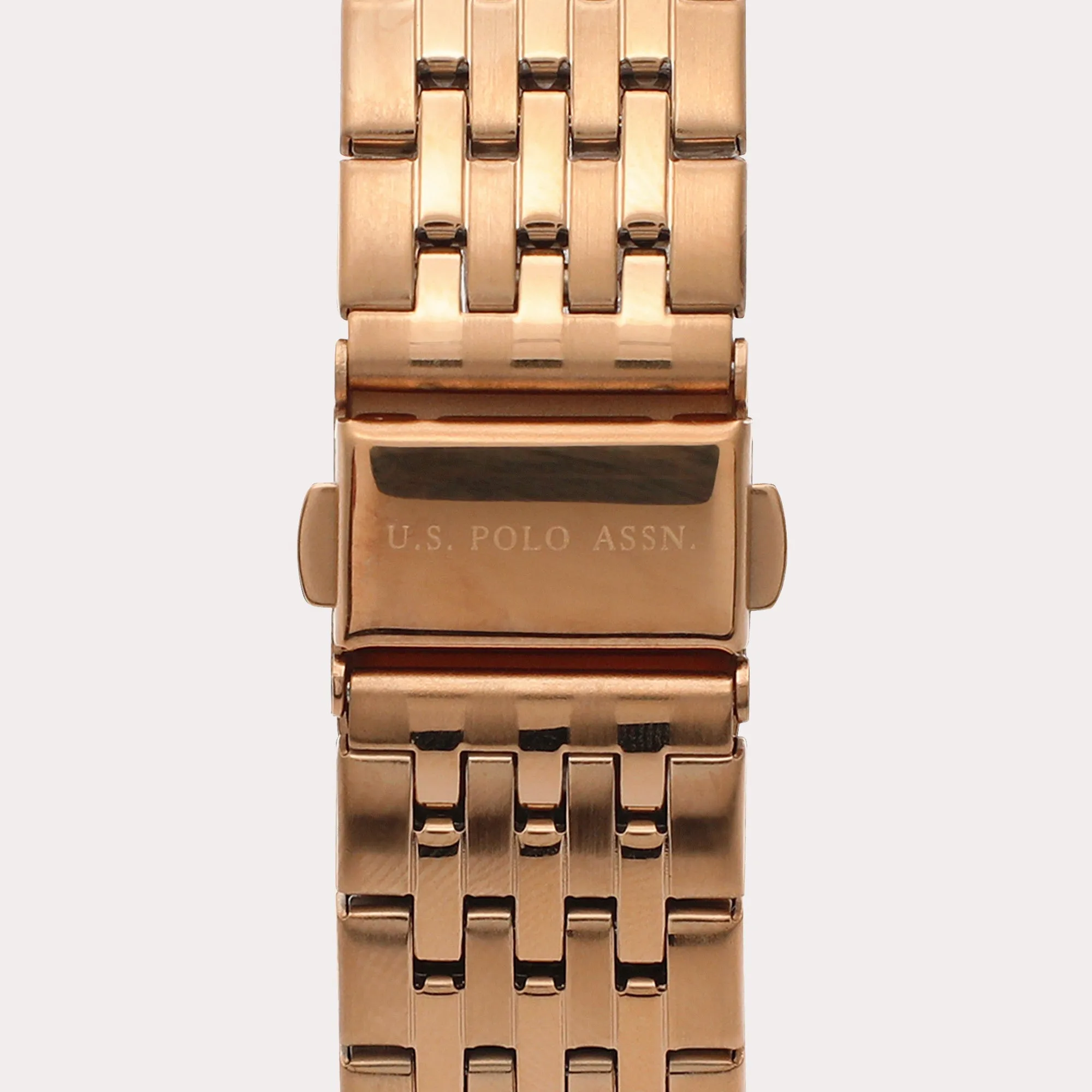 US POLO WOMEN'S STAINLESS STEEL BAND WITH ROSE GOLD PLATING & S.S. BUCKLE