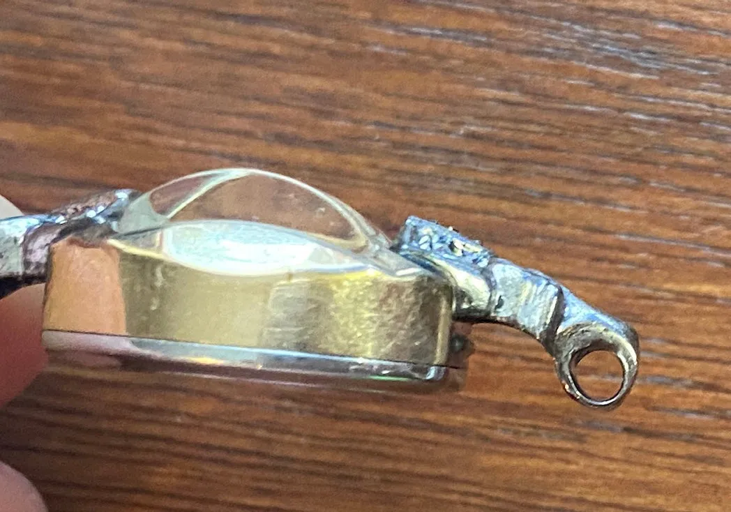 Vintage 10k Rolled Gold Baylor Womens Wristwatch Manual Wind Diamond Accents