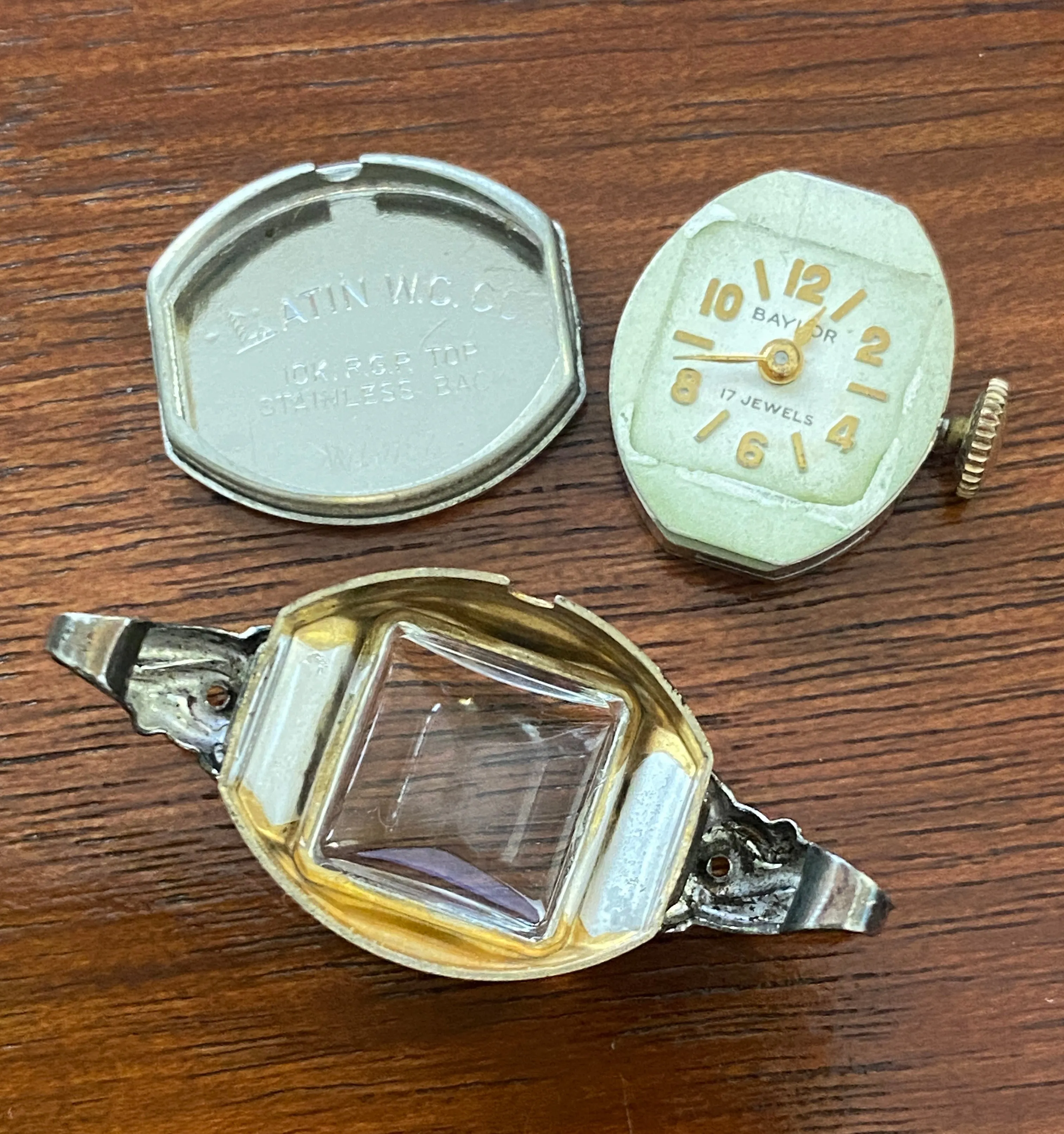 Vintage 10k Rolled Gold Baylor Womens Wristwatch Manual Wind Diamond Accents