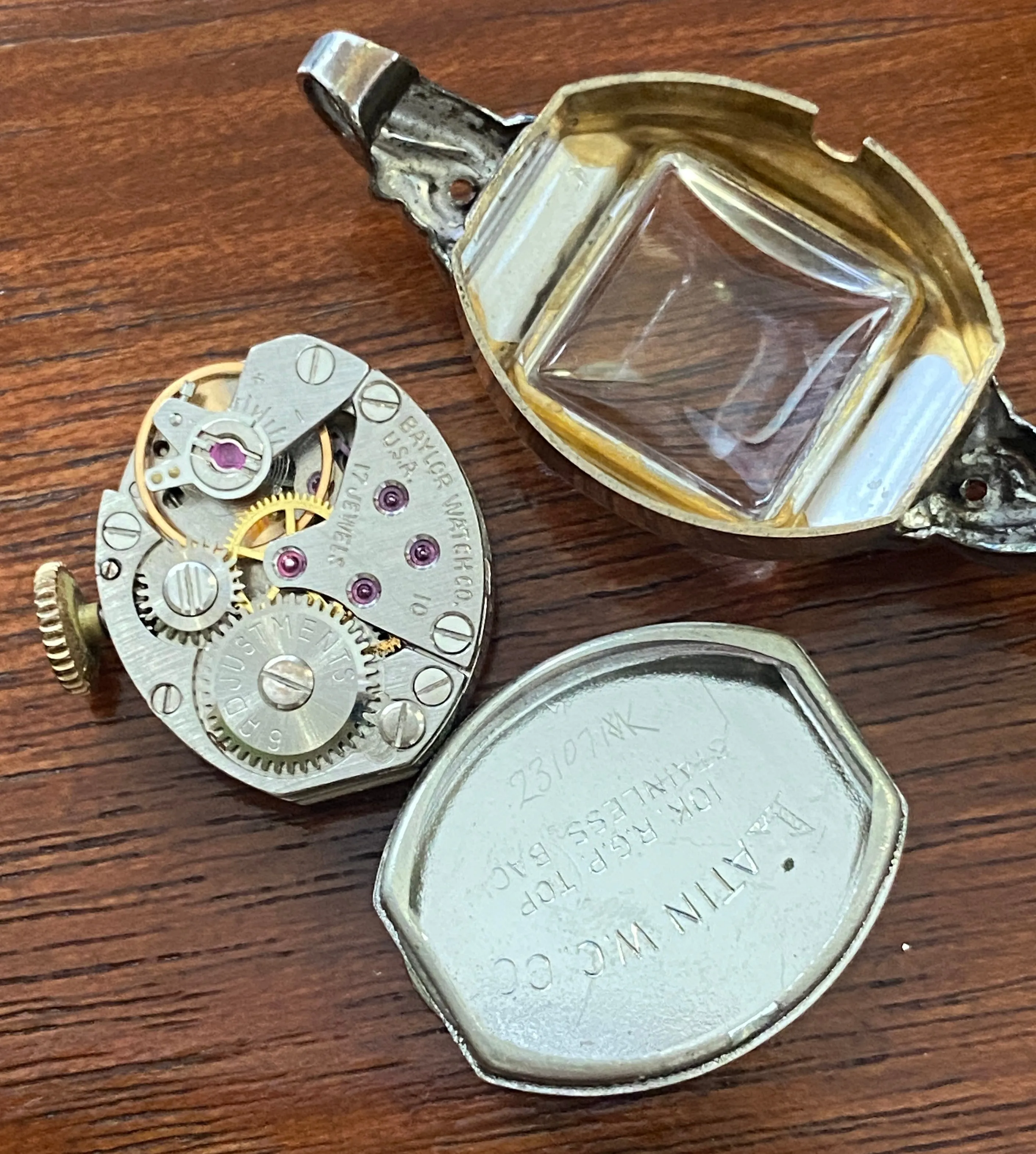 Vintage 10k Rolled Gold Baylor Womens Wristwatch Manual Wind Diamond Accents