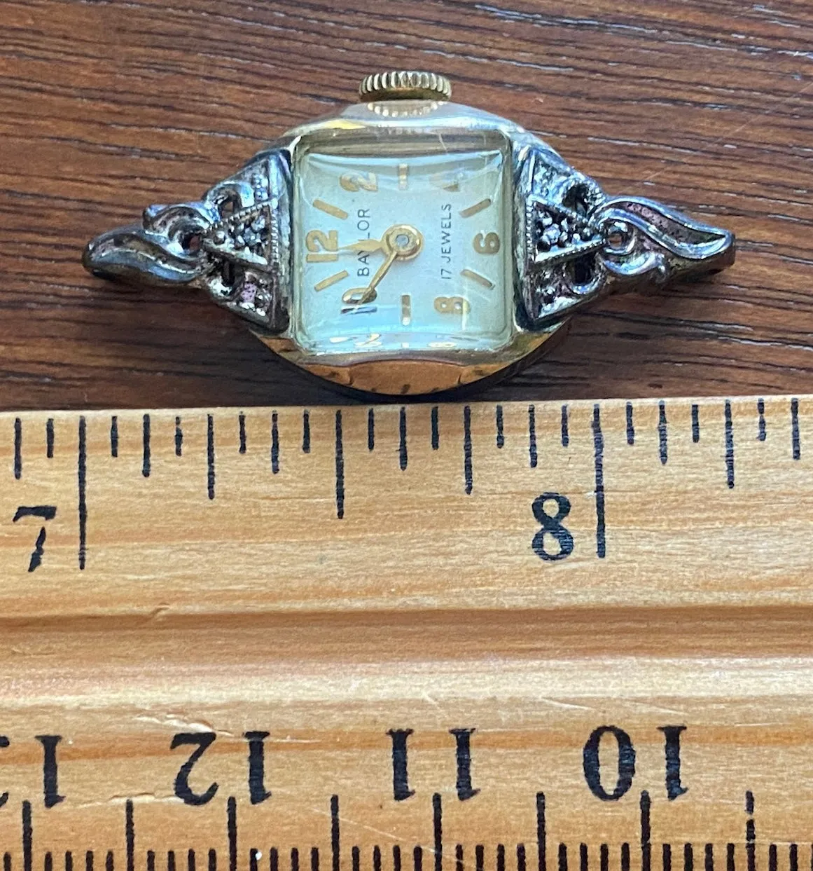 Vintage 10k Rolled Gold Baylor Womens Wristwatch Manual Wind Diamond Accents